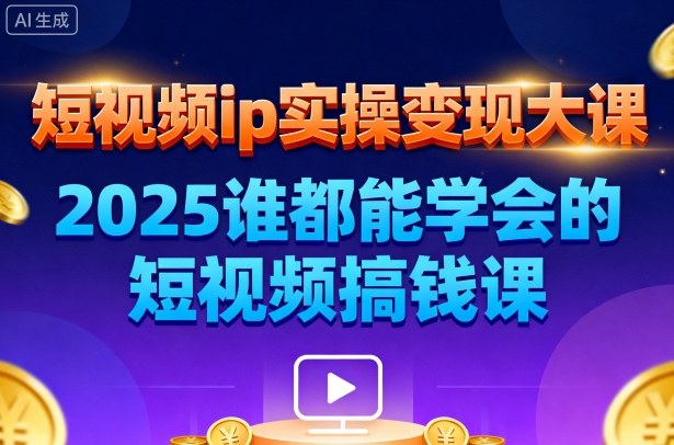 短视频ip实操变现大课,7月26-27日广州站线下课,2025谁都能学会的短视频搞钱课-最全资源库