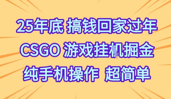 25年底搞钱回家过年,CSGO游戏挂G掘金,纯手机操作超简单【揭秘】-最全资源库