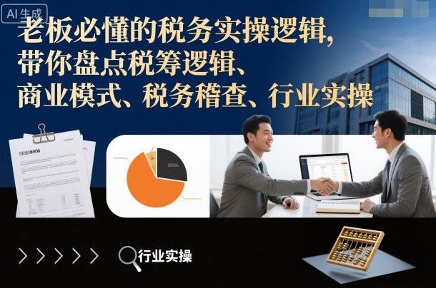 老板必懂的税务实操逻辑，带你盘点税筹逻辑、商业模式、税务稽查、行业实操-最全资源库