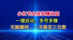 小红书全自动掘金项目，一键启动，无脑搬砖，一天稳定三位数【揭秘】-最全资源库