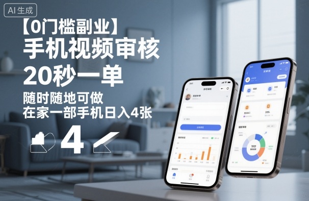 【0门槛副业】手机视频审核，20秒一单，随时随地可做，在家一部手机日入4张【揭秘】-最全资源库