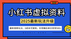 小红书虚拟资料项目:最新搜索流变现玩法,0成本简单可复制,一人多店打法,新手也可轻松日入5张+-最全资源库