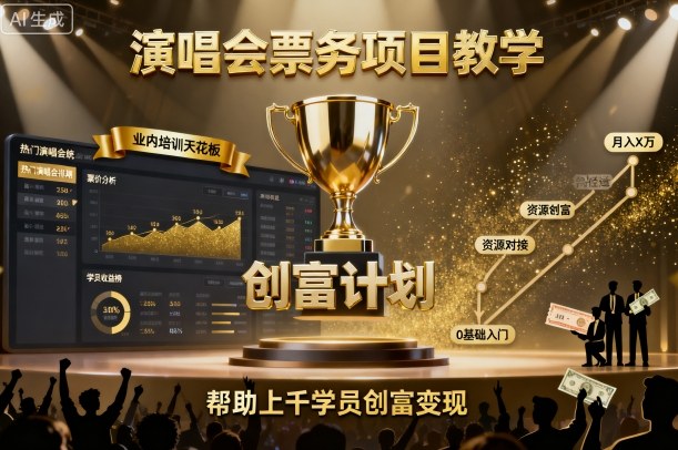 演唱会票务项目教学，业内培训天花板，帮助上千学员创富变现-最全资源库