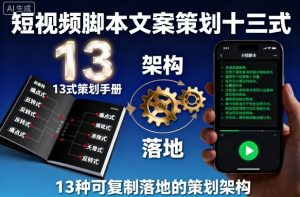 短视频脚本文案策划十三式，13种可复制落地的策划架构-最全资源库