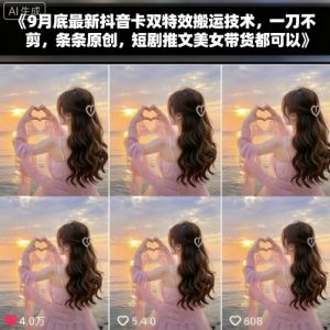 9月底最新抖音卡双特效搬运技术，一刀不剪，条条原创，短剧推文美女带货都可以-最全资源库