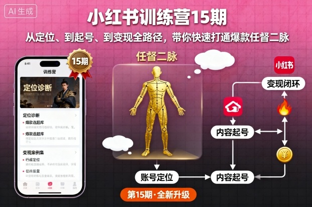 小红书训练营15期,从定位、到起号、到变现全路径,带你快速打通爆款任督二脉-最全资源库