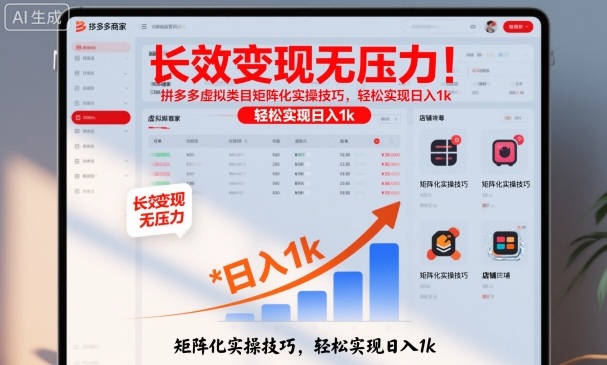 长效变现无压力！拼多多虚拟类目矩阵化实操技巧，轻松实现日入1k【揭秘】-最全资源库