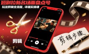 短剧拉新名场面盘点号玩法剪辑全流程，详细实操课-最全资源库