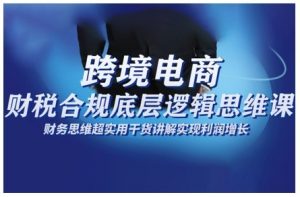 跨境电商财稅合规底层逻辑思维课，财务思维超实用于货讲解实现利润增长-最全资源库