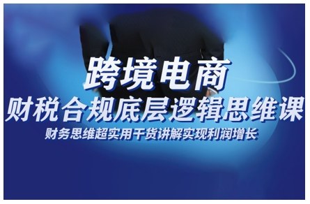 跨境电商财稅合规底层逻辑思维课，财务思维超实用于货讲解实现利润增长-最全资源库