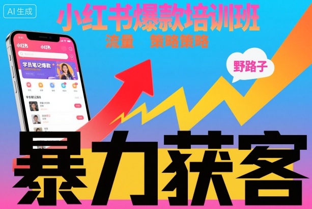 小红书爆款培训班,小红书获客野路子流量打法,暴力持续获客-最全资源库