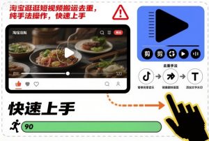 淘宝逛逛短视频搬运去重，纯手法操作，快速上手-最全资源库
