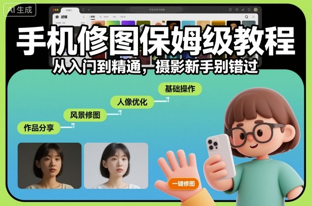 手机修图保姆级教程,从入门到精通,摄影新手别错过-最全资源库