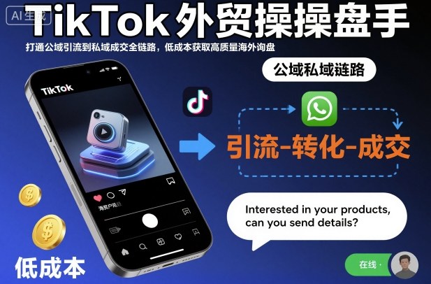 TikTok外贸操盘手，打通公域引流到私域成交全链路，低成本获取高质量海外询盘-最全资源库