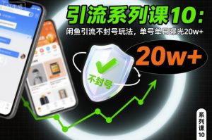 引流系列课10：闲鱼引流不封号玩法，单号单日曝光20w+-最全资源库