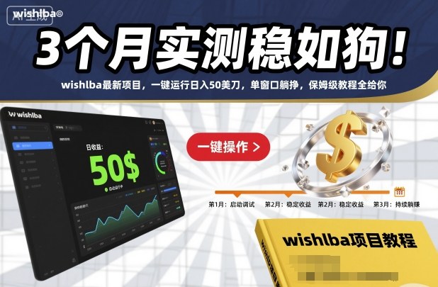 3个月实测稳如狗!wishlba最新项目,一键运行日入50美刀,单窗口躺挣,保姆级教程全给你【揭秘】-最全资源库