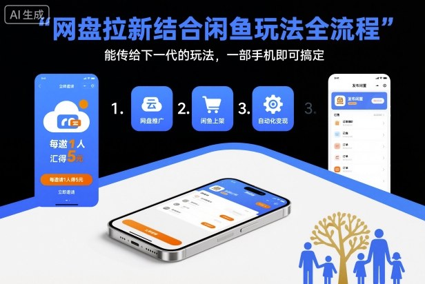网盘拉新结合闲鱼玩法全流程，能传给下一代的玩法，一部手机即可搞定（附入口渠道以及实操教程）-最全资源库