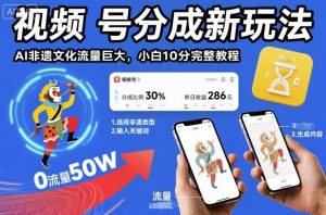 视频号分成新玩法，AI非遗文化流量巨大，小白10分钟搞定，完整教程-最全资源库