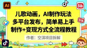 儿歌动画，AI制作玩法，多平台发布，简单易上手，制作+变现方式全流程教程-最全资源库