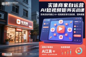 实体商家自运营AI短视频矩阵实战课,实体店如何通过AI+短视频实现引流拓客、团购增量-最全资源库