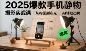 2025爆款手机静物摄影实战课，从构图到布光，不用贵设备，AI辅助出片-最全资源库