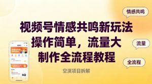 视频号情感共鸣新玩法，操作简单，流量大，制作全流程教程-最全资源库