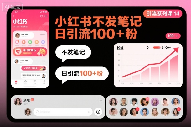 引流系列课14:小红书不发笔记日引流100+粉-最全资源库
