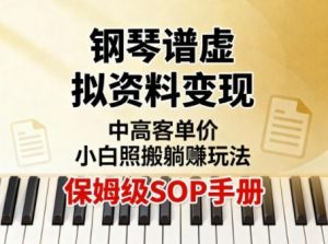 小红书钢琴谱虚拟资料变现，中高客单价，小白照搬的“躺賺”玩法【保姆级SOP手册】-最全资源库