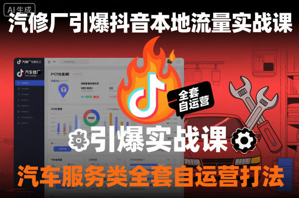 汽修厂引爆抖音本地流量实战课,汽车服务类全套自运营打法-最全资源库
