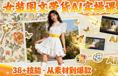 女装图文带货的AI实操课,覆盖38个实用技能,快速提升素材制作效率-最全资源库