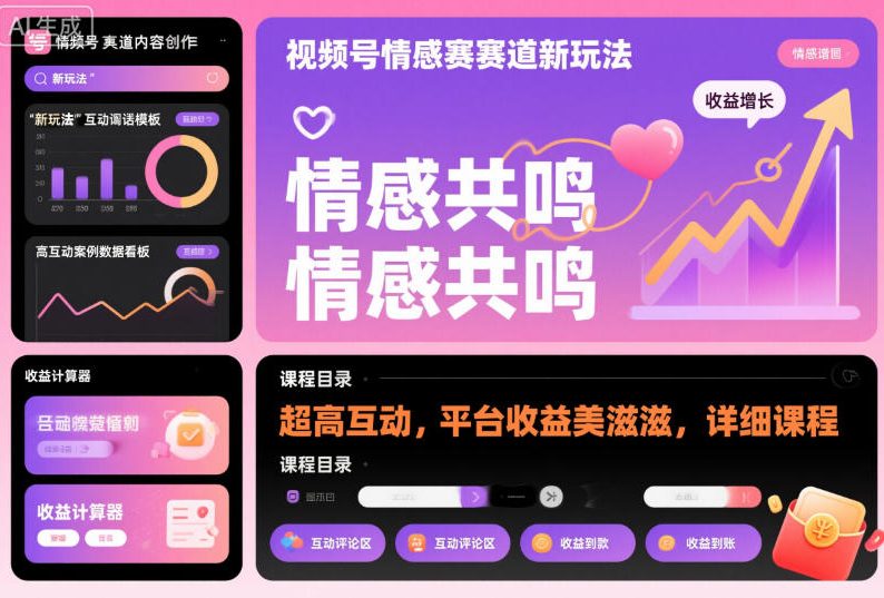 视频号情感赛道新玩法,超高互动,平台收益美滋滋,详细课程-最全资源库