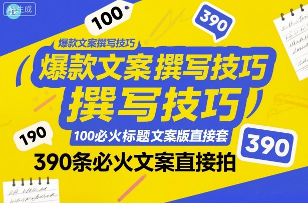 爆款文案撰写技巧，100个必火标题文案模版直接套，390条必火文案直接拍-最全资源库