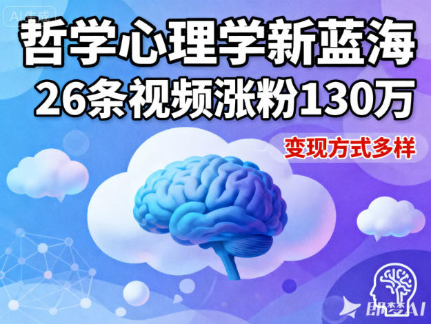 短视频新蓝海,哲学心理学赛道,26条视频涨粉130W,变现方式多样-最全资源库