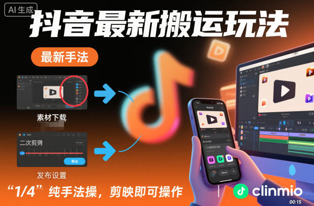 抖音最新搬运玩法，纯手法操作，剪映即可操作-最全资源库