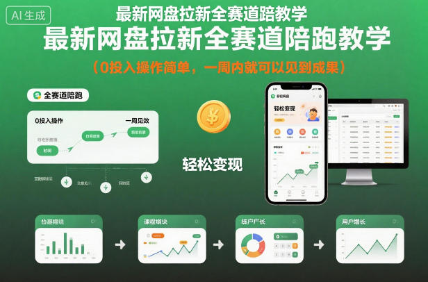 最新网盘拉新全赛道陪跑教学,0投入操作简单,一周内就可以见到成果-最全资源库