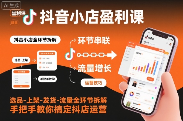 抖音小店盈利课-选品-上架-发货-流量全环节拆解，手把手教你搞定抖店运营-最全资源库
