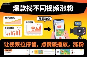爆款找不同视频涨粉，让视频拉停留，实现点赞，破播放，涨粉-最全资源库
