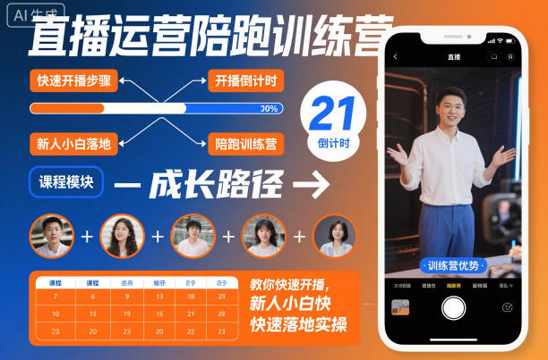 直播运营陪跑训练营,教你快速开播,新人小白快速落地实操-最全资源库