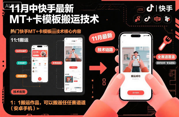11月中快手最新MT+卡模板搬运技术,1:1搬运作品,可以搬运任何赛道(安卓手机)-最全资源库