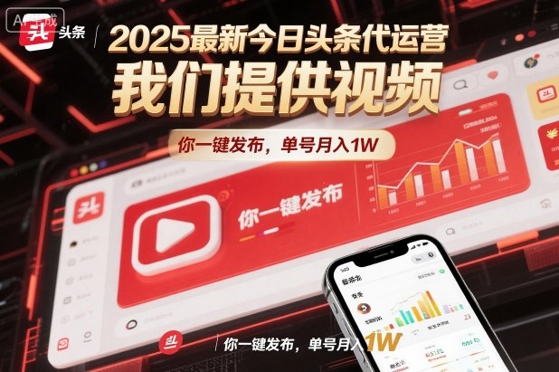 2025最新今日头条代运营,我们提供视频,你一键发布,单号月入1W【揭秘】-最全资源库