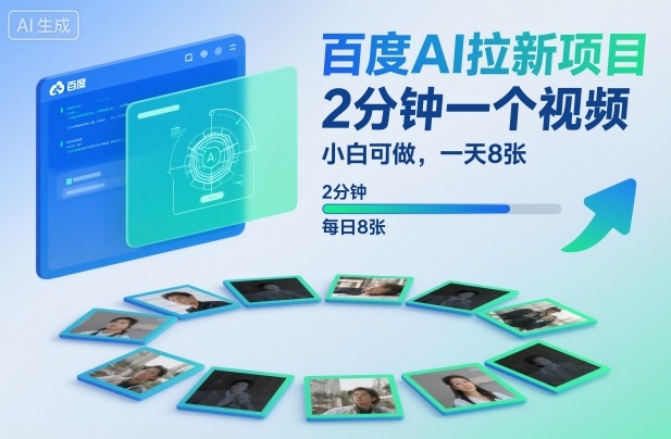 百度AI拉新项目，2分钟一个视频，小白可做，一天8张【附案例+保姆级教程】-最全资源库