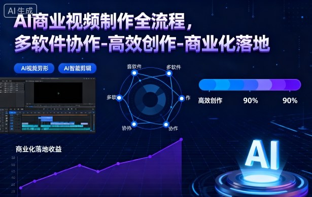 AI商业视频制作全流程,多软件协作-高效创作-商业化落地-最全资源库