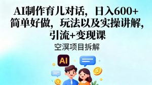 AI制作育儿对话，日入6张+，简单好做，玩法以及实操讲解，引流+变现课-最全资源库