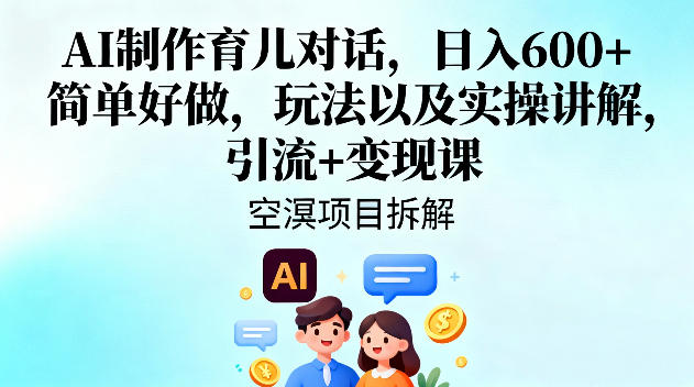 AI制作育儿对话，日入6张+，简单好做，玩法以及实操讲解，引流+变现课-最全资源库