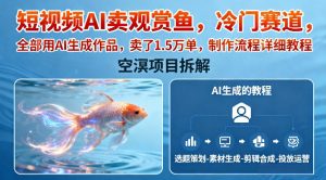 短视频AI卖观赏鱼，冷门赛道，全部用AI生成作品，卖了1.5W单，制作流程详细教程-最全资源库