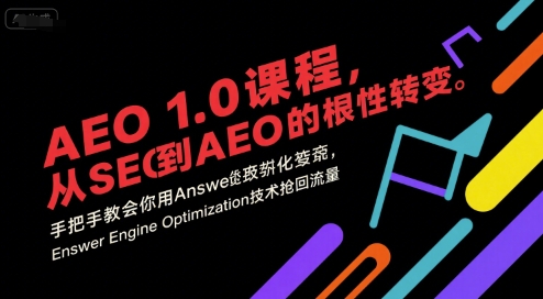 AEO 1.0 课程，从SEO到AE0的基命性转变，手把手教会你用AnswerEngineOptimization技术抢回流量（更新）-最全资源库