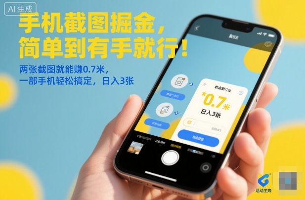 手机截图掘金，简单到有手就行！两张截图就能賺0.7米，一部手机轻松搞定，日入3张【揭秘】-最全资源库