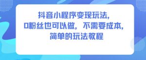 抖音小程序变现玩法，0粉丝也可以做，不需要成本，简单的玩法教程-最全资源库