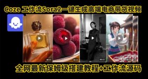 coze智能体sora2一键生成电商带货高端视频工作流保姆级拆解教程，无需剪辑，无需拍摄-最全资源库