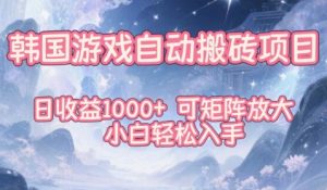 韩国游戏自动搬砖项目，日收益1k+，可矩阵放大，小白轻松入手【揭秘】-最全资源库